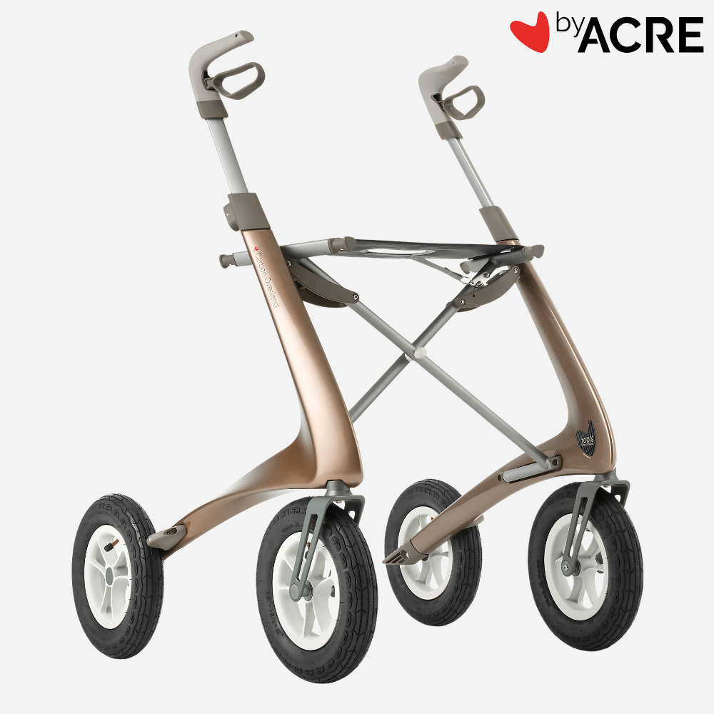 By Acre ByAcre Carbon Overland Carbon Fiber Rollator, 14.8 lbs, 265 lbs. Cap, 10" Air Filled Off Road Tires, Ergonomic Handles, FREE! Bag Included